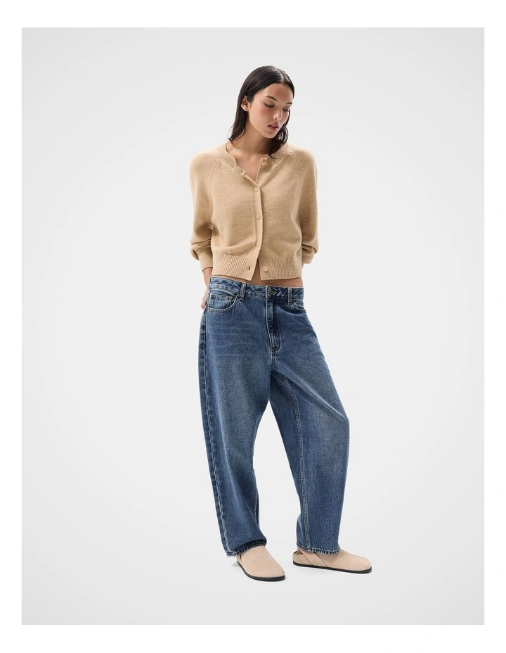 Merino Wool Cardigan in Beige image 4