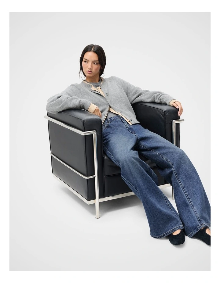 Merino Wool Cardigan in Grey image 4