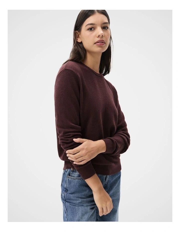 Wool Cashmere Knit Jumper in Brown image 3