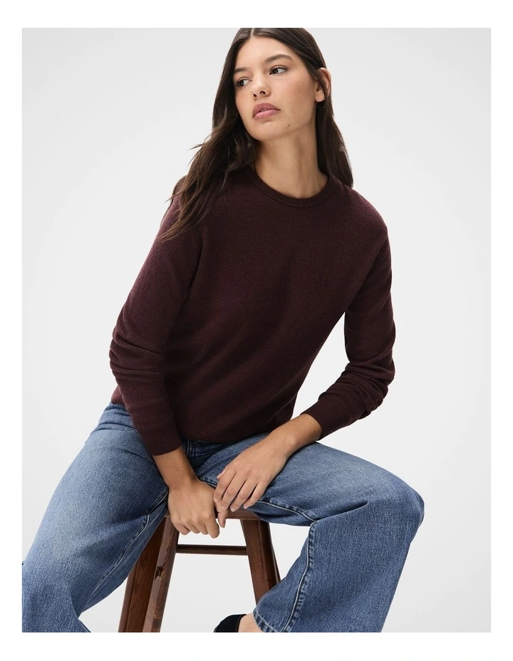 Wool Cashmere Knit Jumper in Brown image 4