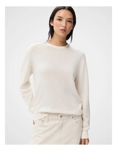 Wool Cashmere Knit Jumper in Cream
