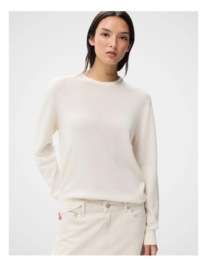 Wool Cashmere Knit Jumper in Cream image 1