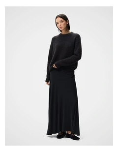 Ruched Mesh Maxi Skirt