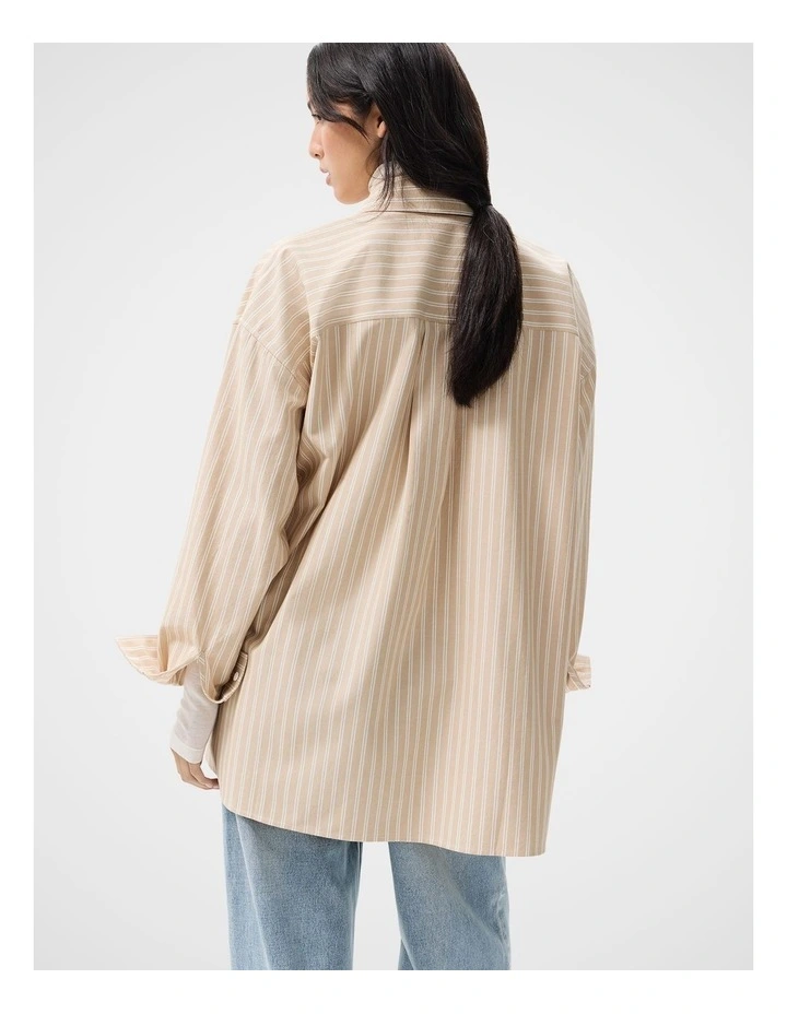 Oversized Oxford Shirt in Beige image 2