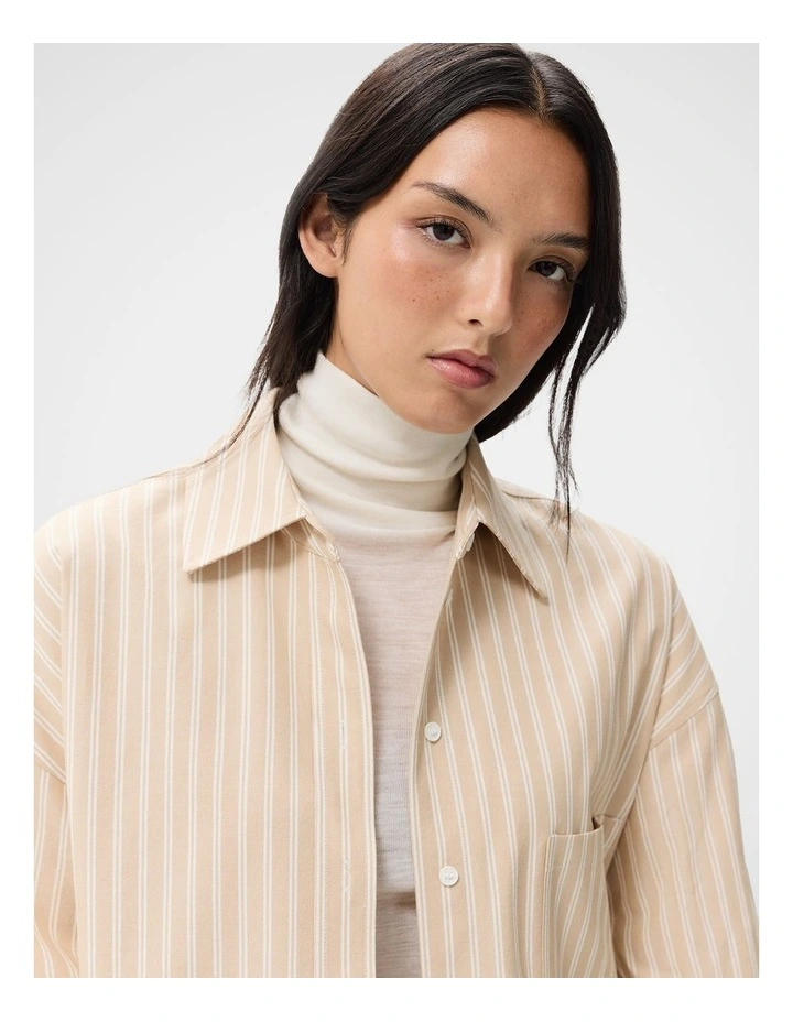 Oversized Oxford Shirt in Beige image 3