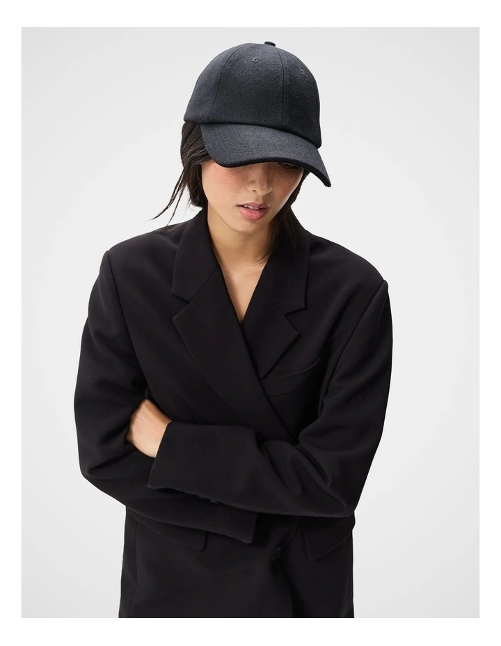 Felt Baseball Cap in Black image 3