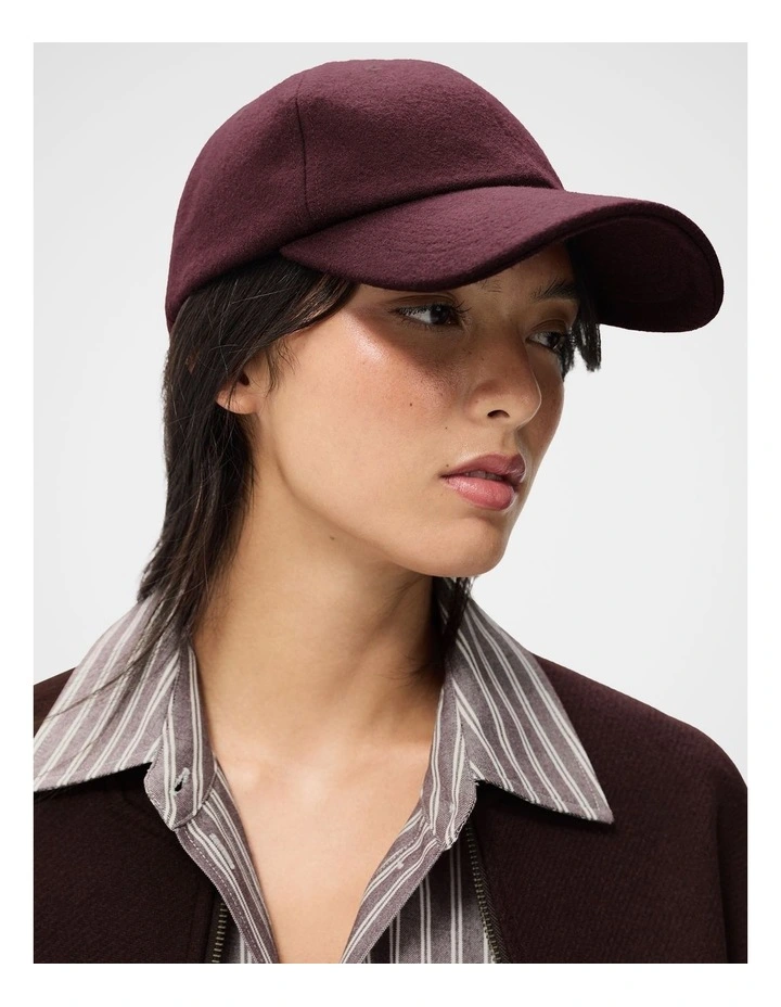 Felt Baseball Cap in Red image 3