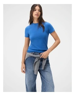 Australian Cotton Fitted Tee in Blue