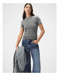 Australian Cotton Fitted Tee in Grey