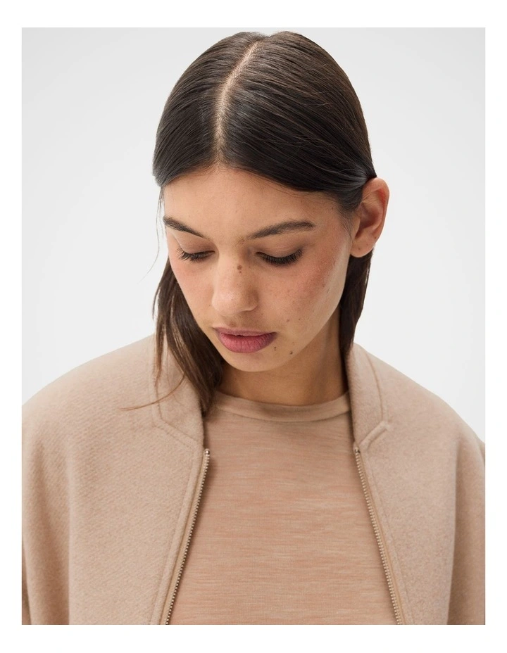 Merino Crew Neck Top in Beige image 3
