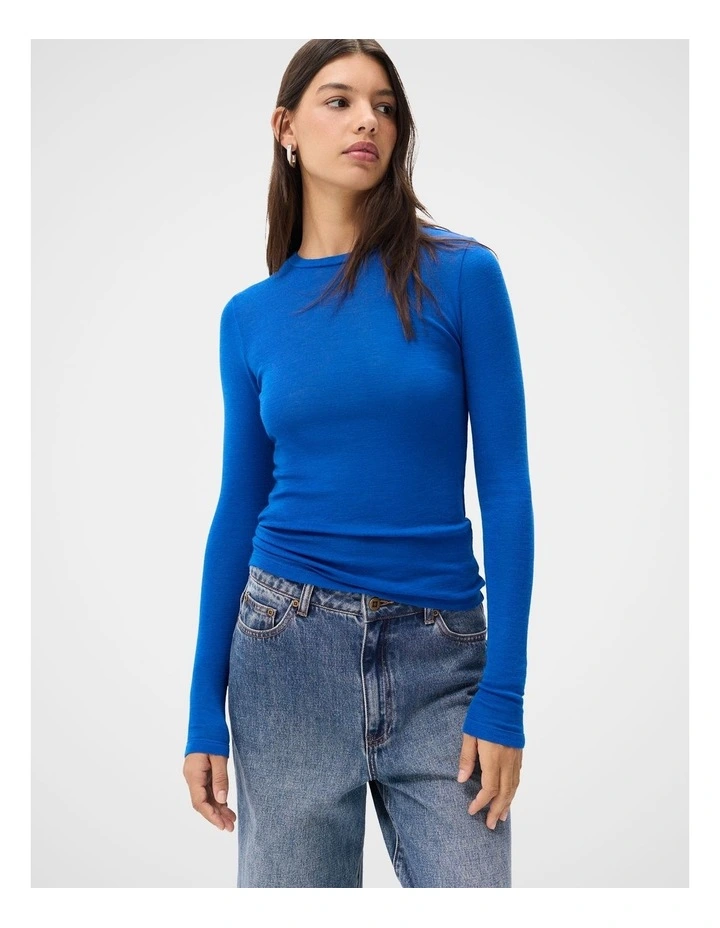 Merino Crew Neck Top in Cobalt image 1