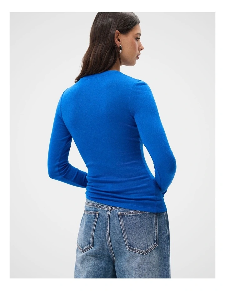 Merino Crew Neck Top in Cobalt image 2