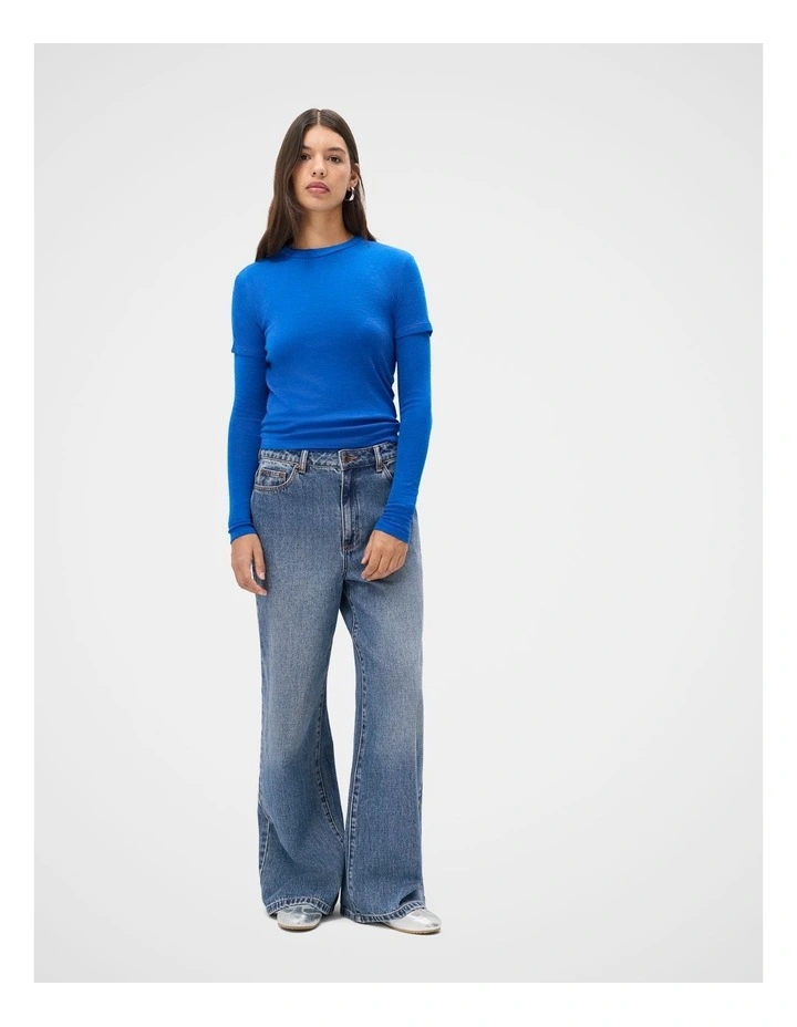 Merino Crew Neck Top in Cobalt image 4