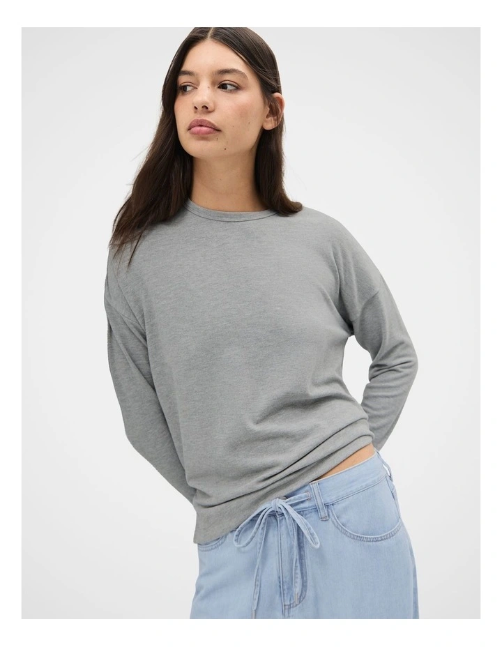 Cosy Long Sleeve Tee in Grey image 3