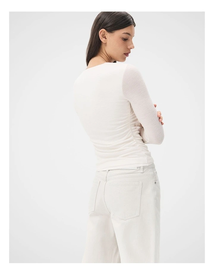 Merino Drape Detail Top in White image 2