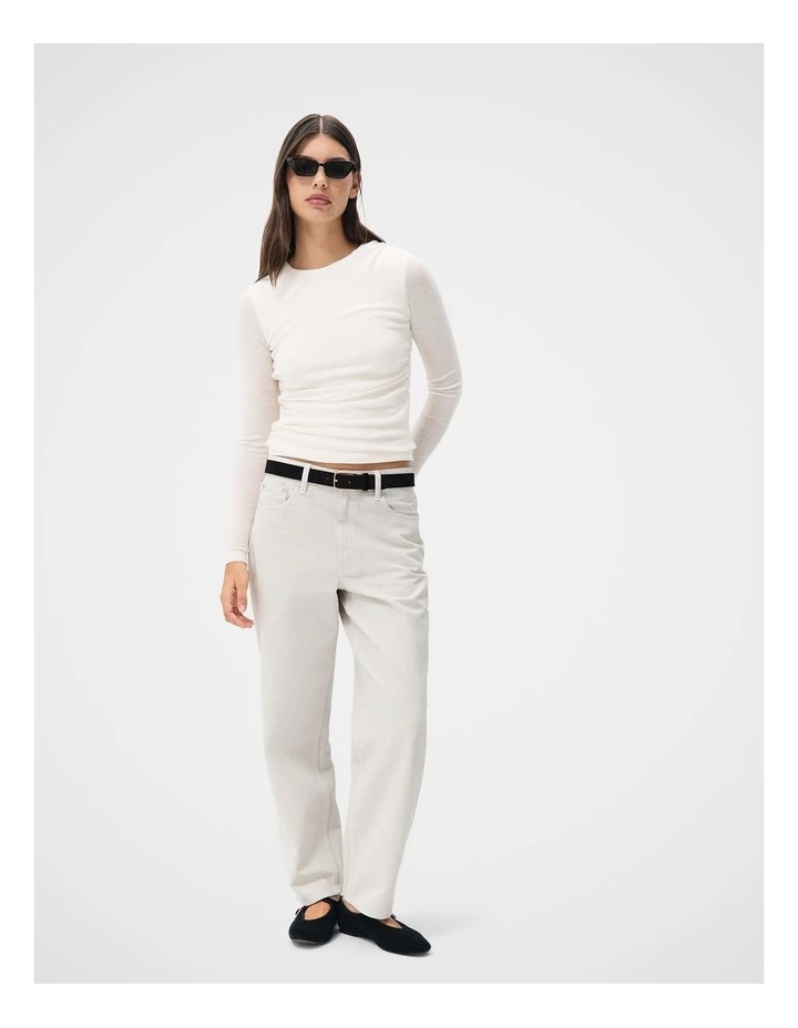 Merino Drape Detail Top in White image 4