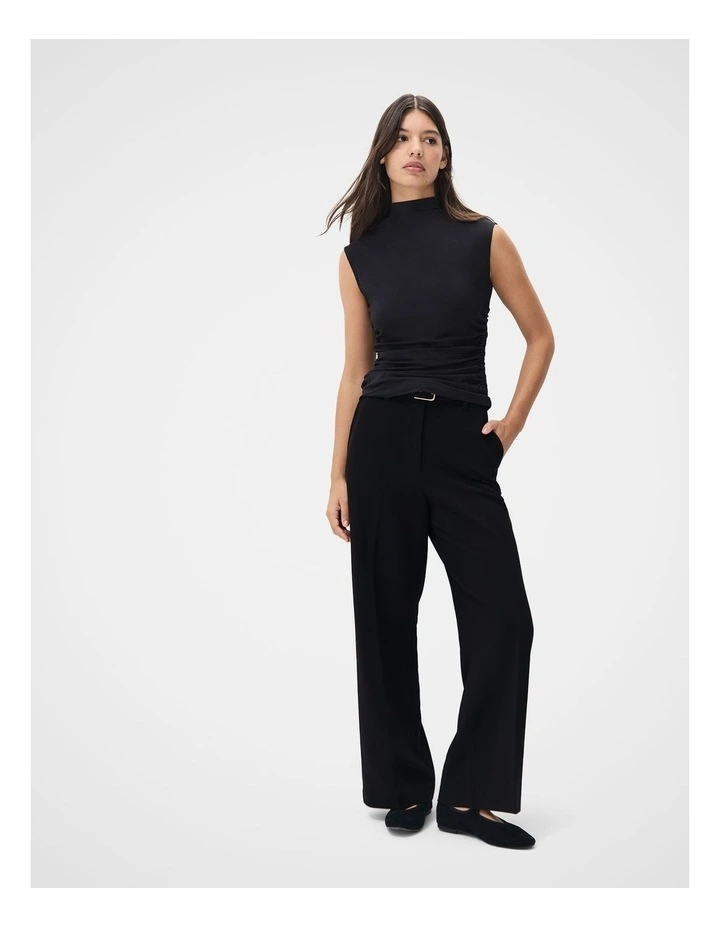 Mock Neck Sleeveless Tee in Black image 4