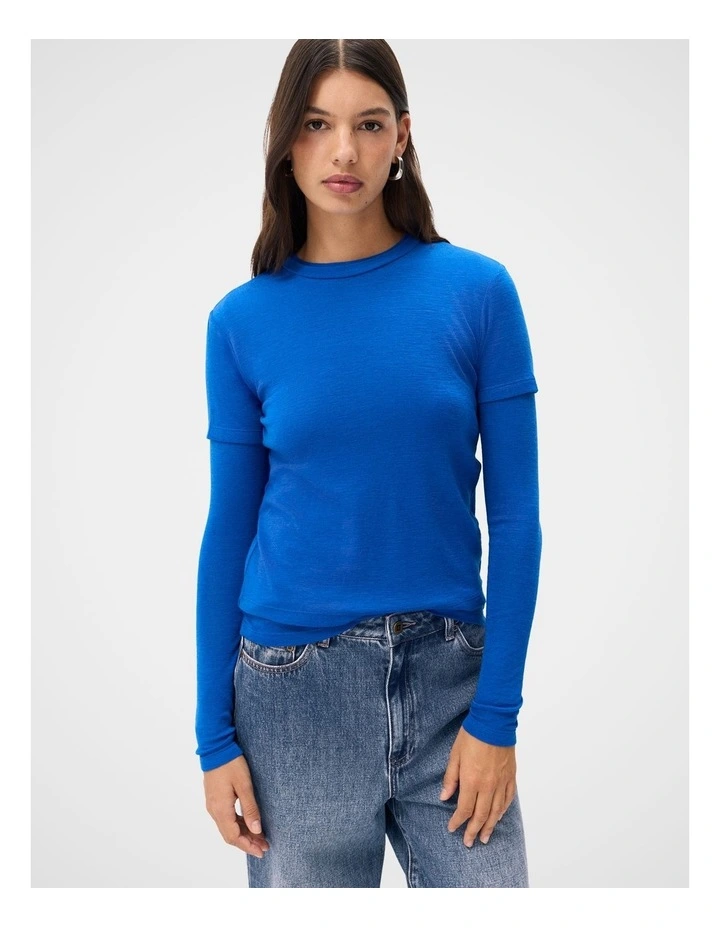 Merino Fitted Tee in Cobalt image 1