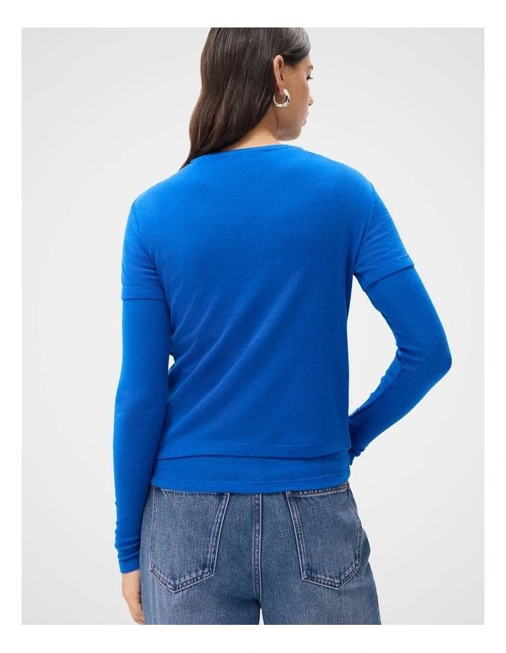 Merino Fitted Tee in Cobalt image 2