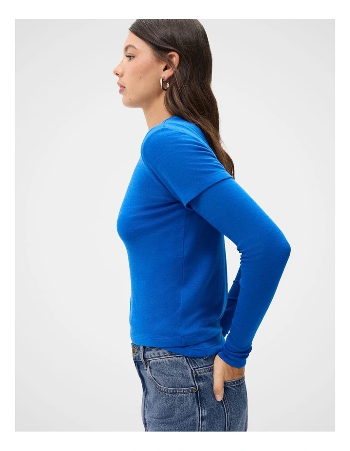 Merino Fitted Tee in Cobalt image 3