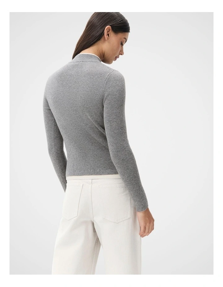 Double Layer Wool Knit Jumper in Grey image 2