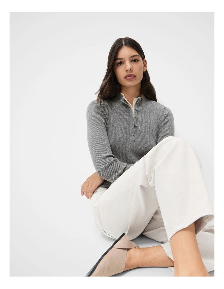 Double Layer Wool Knit Jumper in Grey image 4