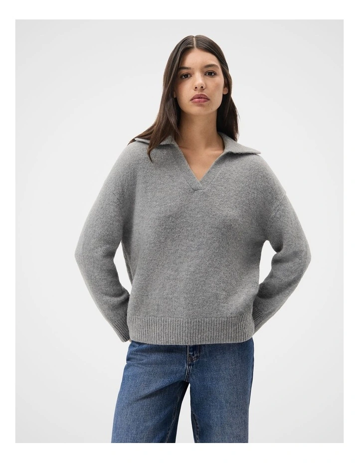 Lofty Collared Knit Jumper in Grey image 1
