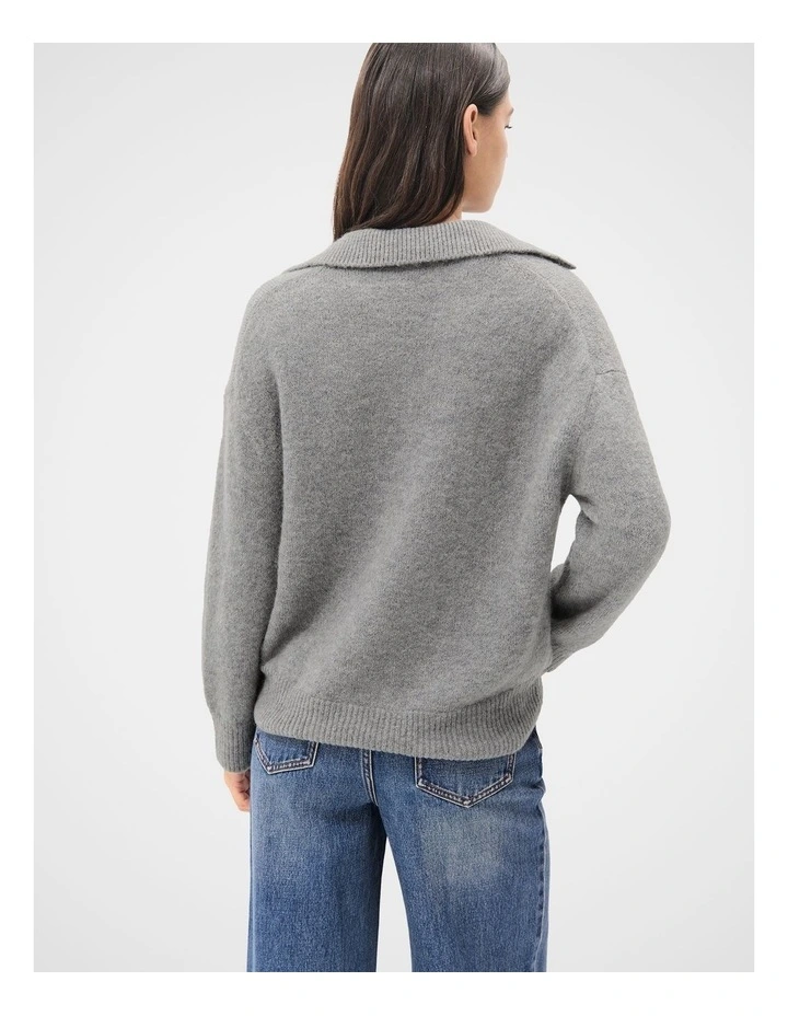 Lofty Collared Knit Jumper in Grey image 2