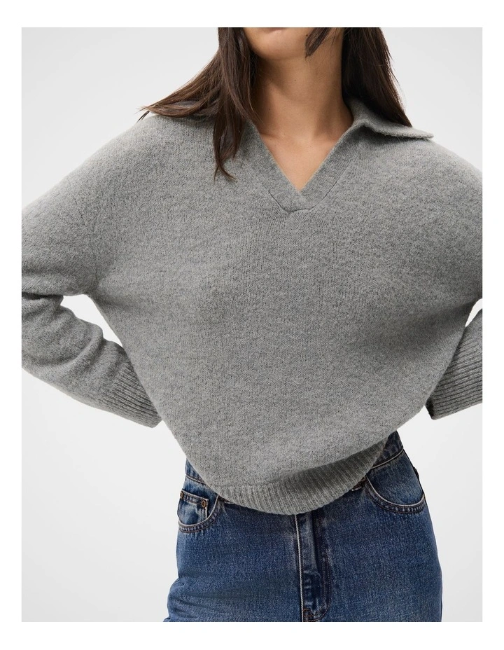 Lofty Collared Knit Jumper in Grey image 3