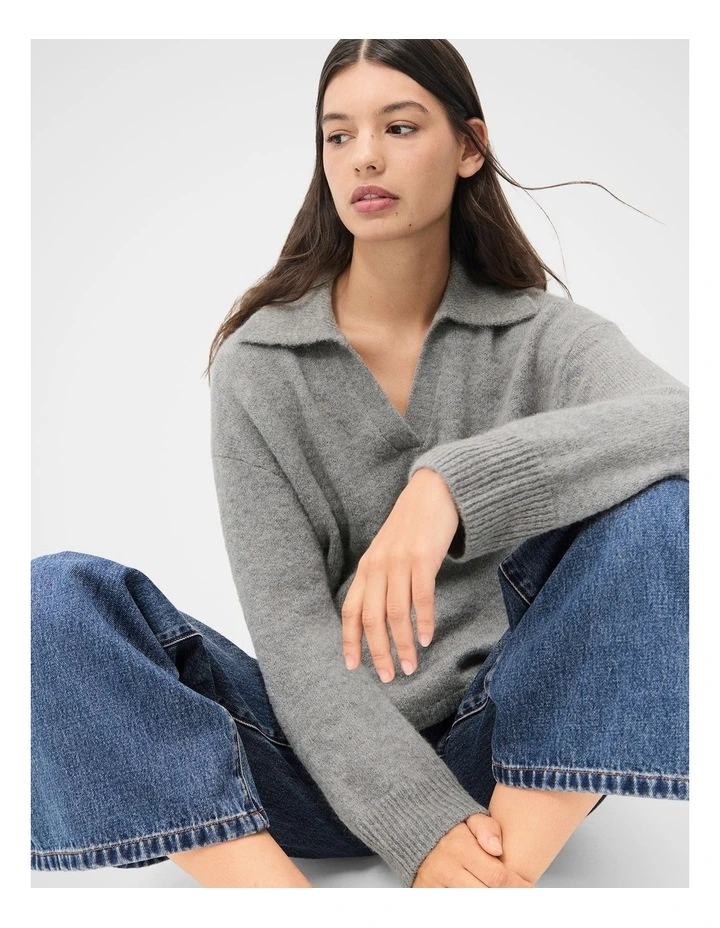 Lofty Collared Knit Jumper in Grey image 4