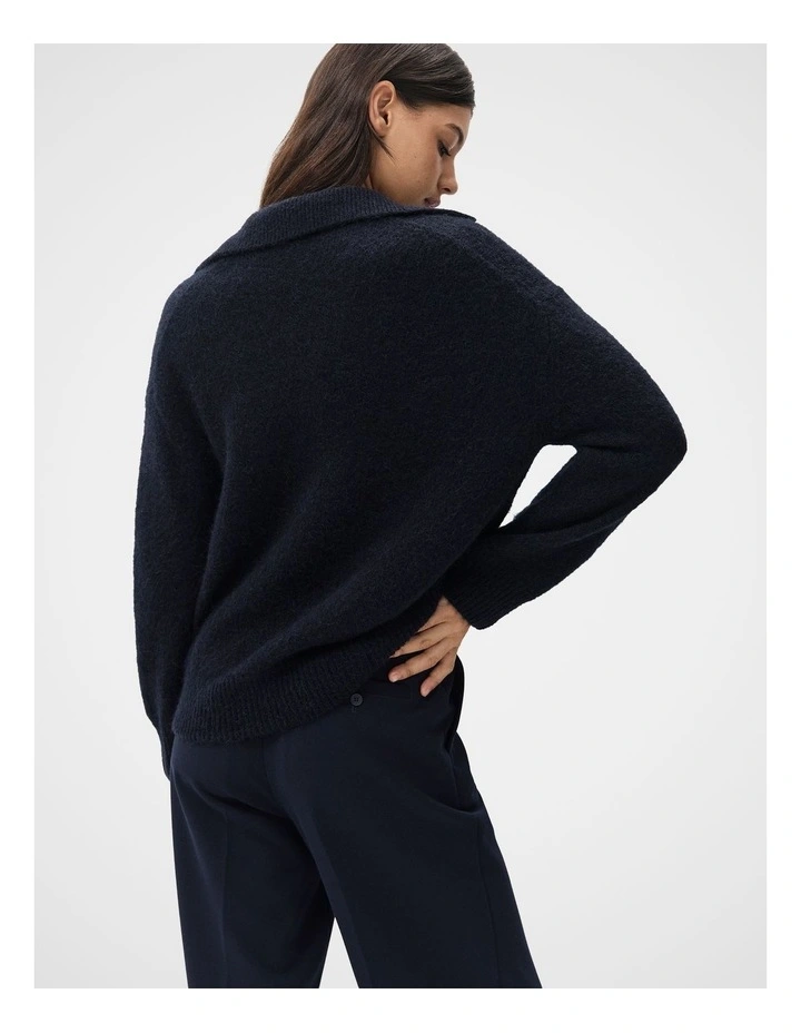 Lofty Collared Knit Jumper in Blue image 2