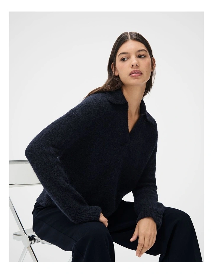 Lofty Collared Knit Jumper in Blue image 4