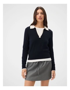 Sporty Collared Wool Knit