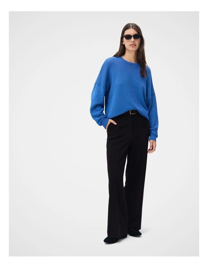 Oversized Cotton Blend Knit Jumper in Blue image 4