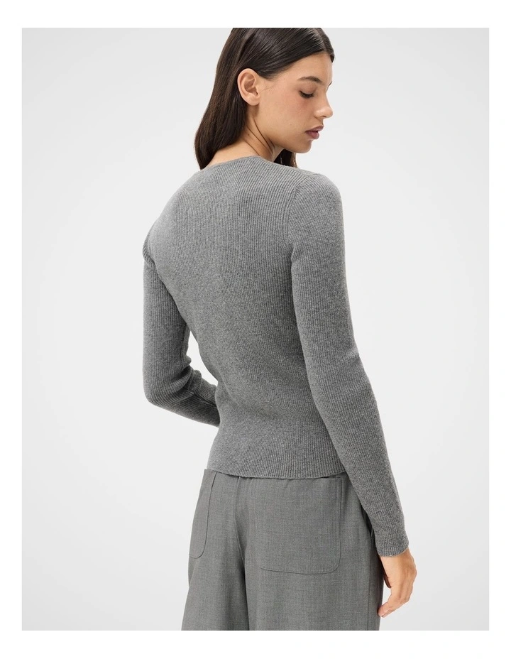 Wool Henley Knit Jumper in Grey image 2
