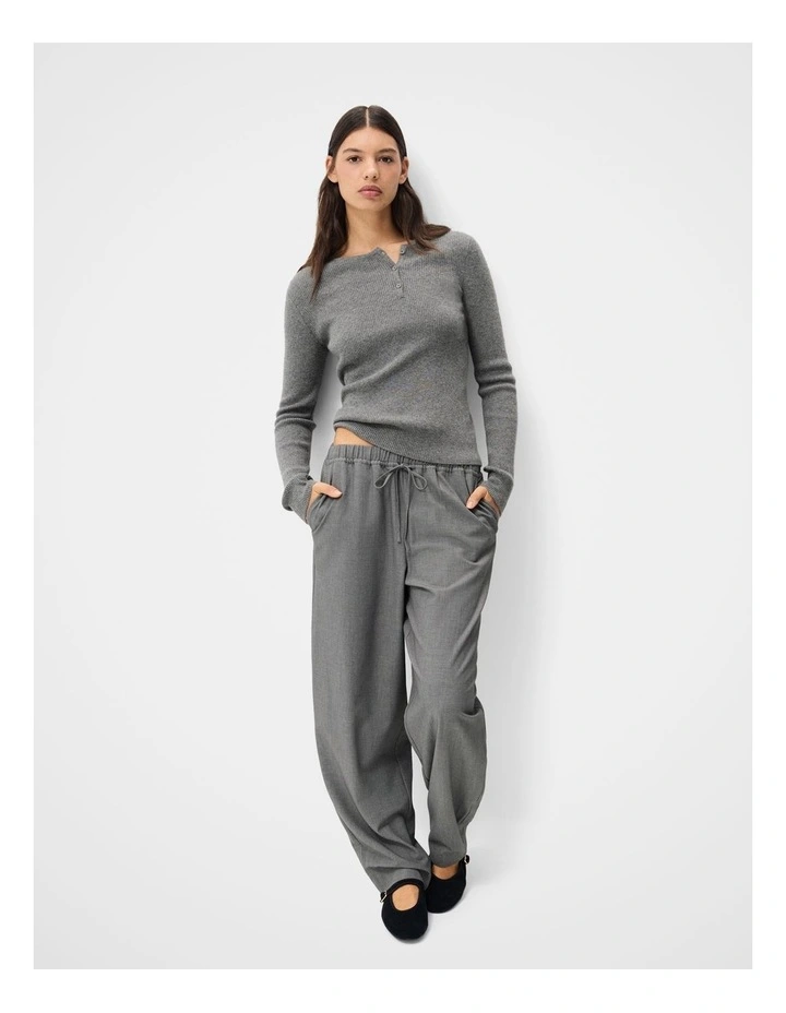 Wool Henley Knit Jumper in Grey image 4