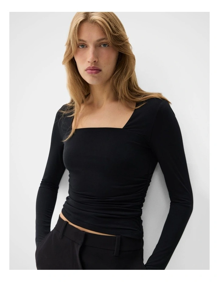 Ruched Detail Long Sleeve Top image 4