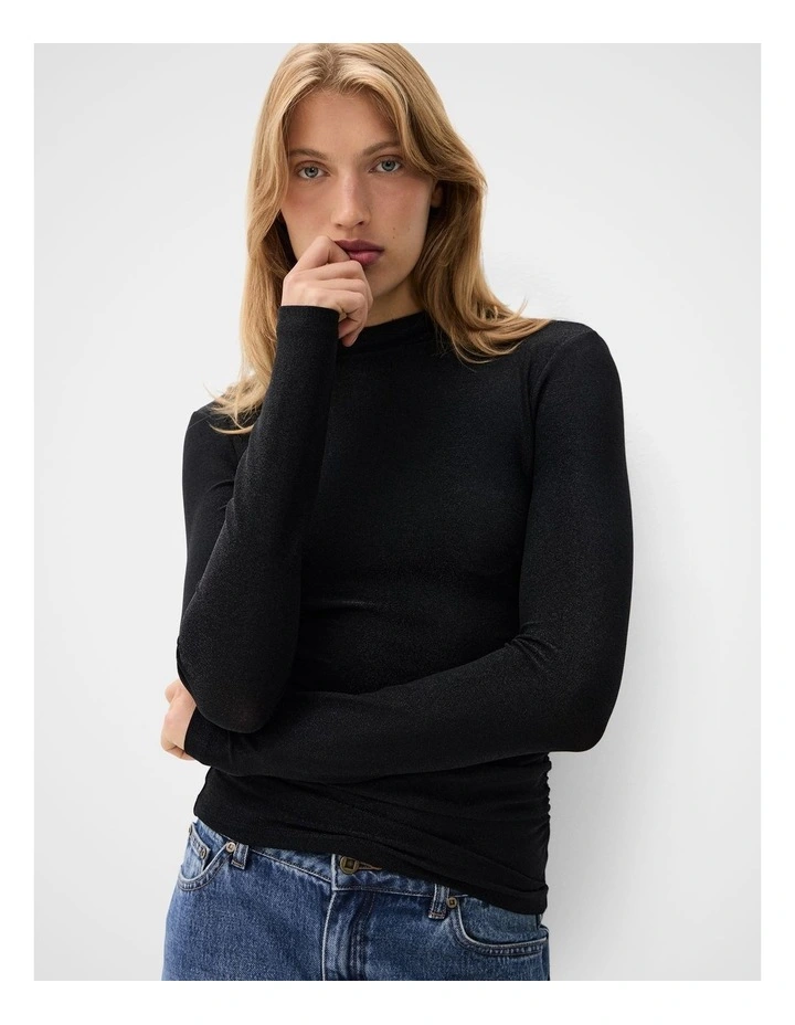 Metallic Mock Neck Top image 3