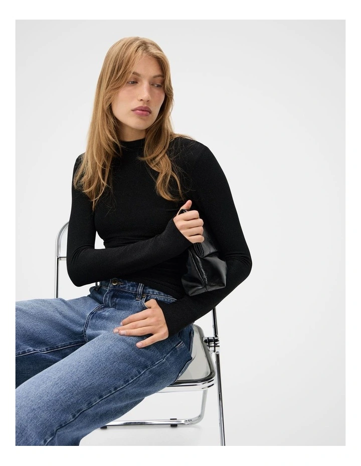 Metallic Mock Neck Top image 4
