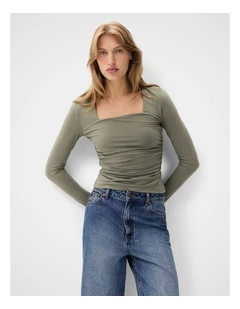 Ruched Detail Long Sleeve Top