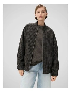 Relaxed Check Bomber Jacket