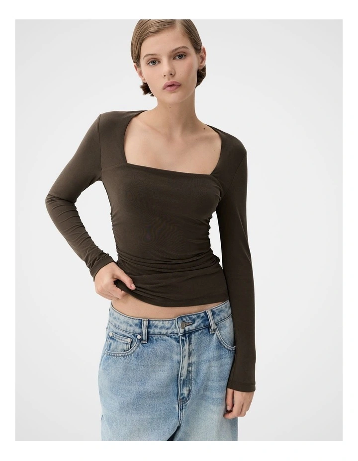 Ruched Detail Long Sleeve Top image 3