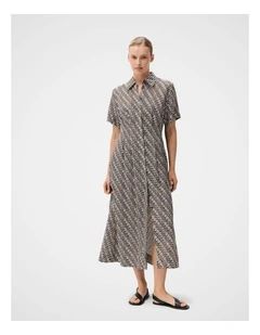 Collared Geo Midi Dress