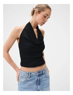 Metallic Cowl Neck Top