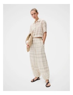 Ramie Check Harem Pant