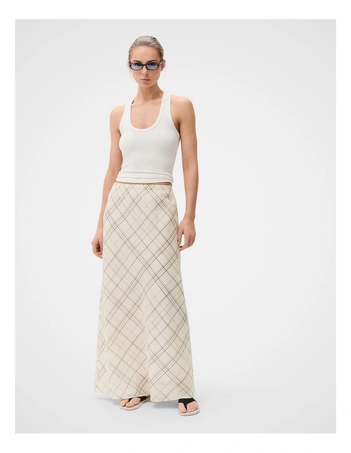 Ramie Check Maxi Skirt image 1