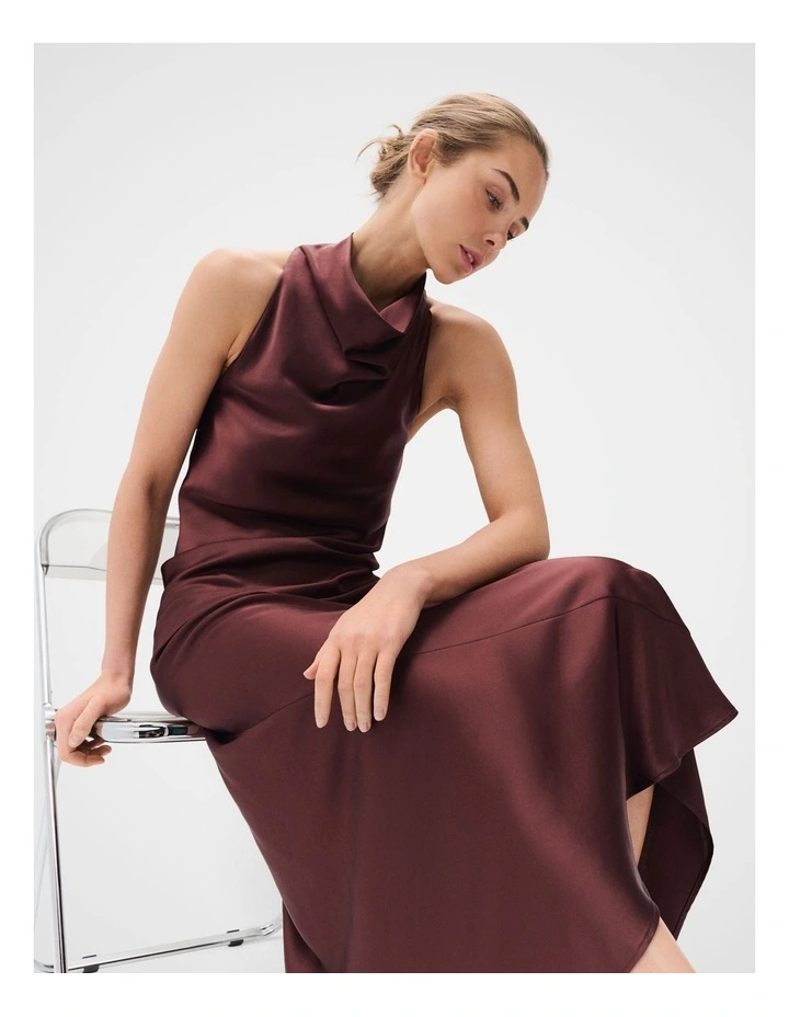 Satin Halter Maxi Dress image 4