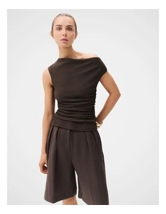 Textured Cowl Neck Top