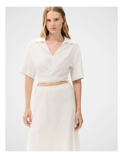Stripe V Neck Wrap Top
