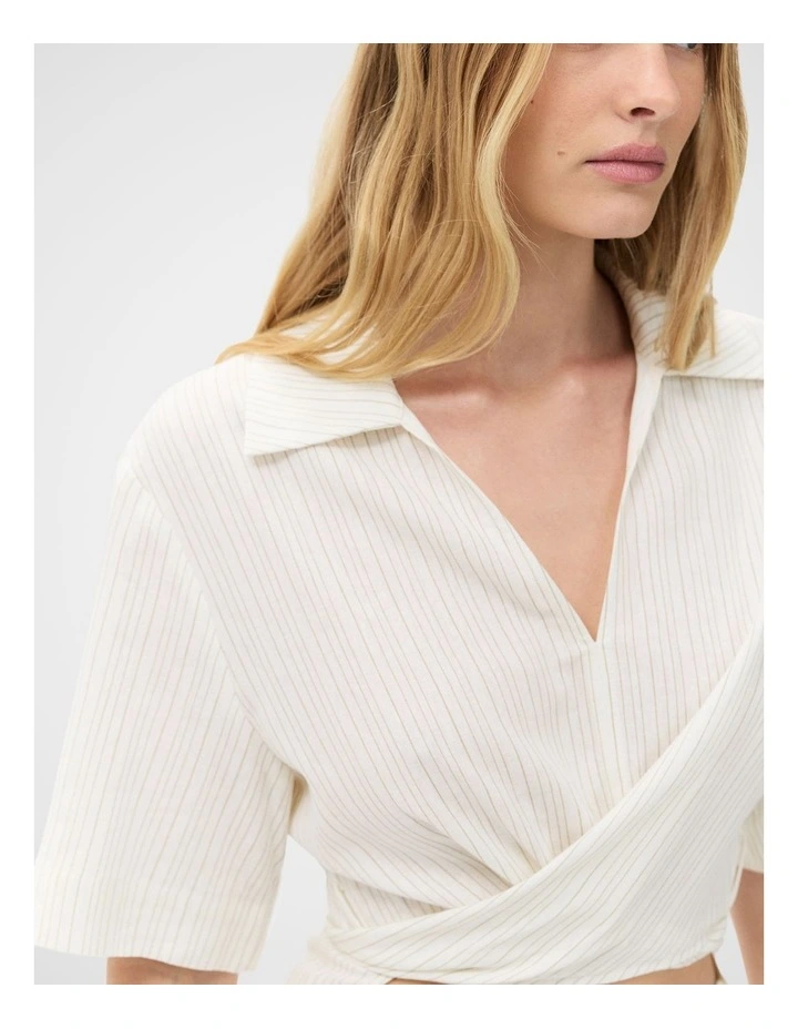 Stripe V Neck Wrap Top image 4
